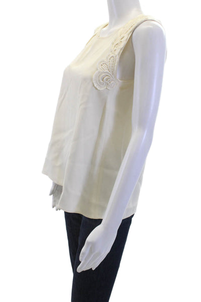 Vanessa Bruno Women Basic Sleeveless Silk Round Neck Button Solid Blouse Size M