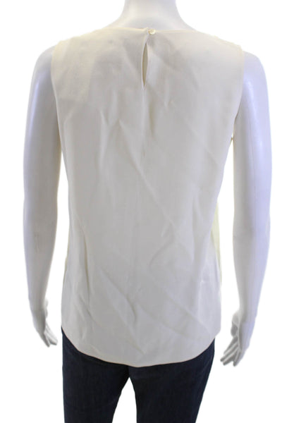 Vanessa Bruno Women Basic Sleeveless Silk Round Neck Button Solid Blouse Size M