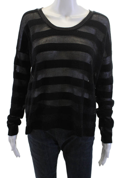 Theory Unisex Pullover Sweater Black Cashmere Blend Long Sleeve Size S