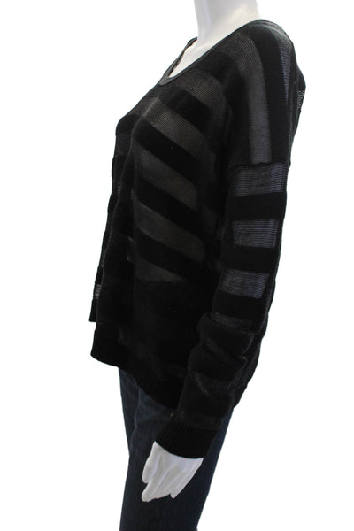 Theory Unisex Pullover Sweater Black Cashmere Blend Long Sleeve Size S