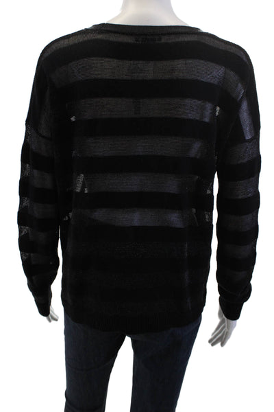 Theory Unisex Pullover Sweater Black Cashmere Blend Long Sleeve Size S