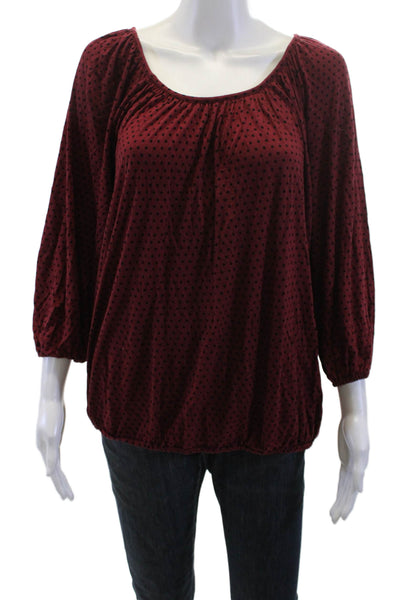 Michael Michael Kors Women Red Polka Dot Tunic 3/4 Sleeve Viscose Size L