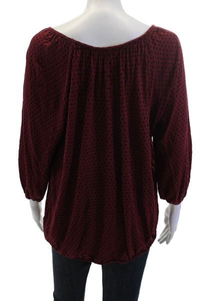 Michael Michael Kors Women Red Polka Dot Tunic 3/4 Sleeve Viscose Size L