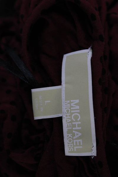 Michael Michael Kors Women Red Polka Dot Tunic 3/4 Sleeve Viscose Size L
