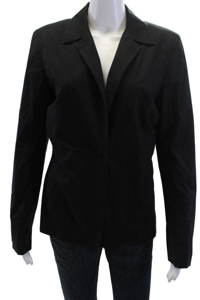 DKNY Women Black Collared Button Front Long Sleeve Blazer Size 12