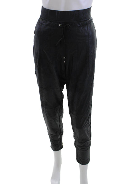 Raffaello Rossi Women Jogger Harem Pants Black Drawstring Biker Size S