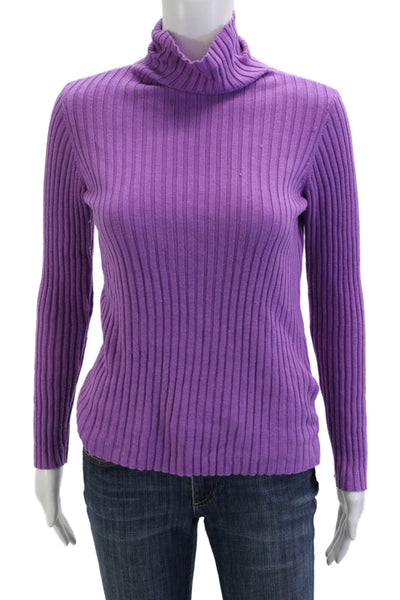 Ragdoll Womens Purple Striped Mock Neck Cashmere Pullover Size XS