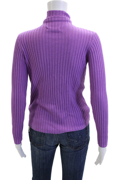Ragdoll Womens Purple Striped Mock Neck Cashmere Pullover Size XS