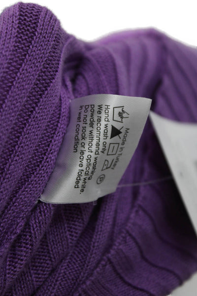 Ragdoll Womens Purple Striped Mock Neck Cashmere Pullover Size XS