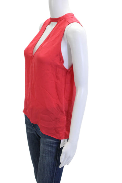 ALC Womens Red Silk V Neck Zip Sleeveless Tank Top Designer Size XS