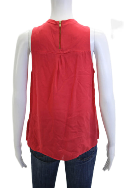 ALC Womens Red Silk V Neck Zip Sleeveless Tank Top Designer Size XS