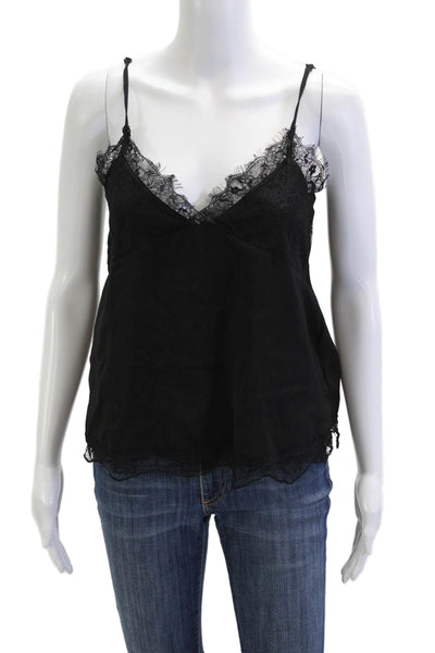 Zara Womens Tank Top Black V Neck Polyester Sleeveless Solid Size XS