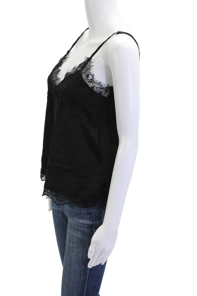 Zara Womens Tank Top Black V Neck Polyester Sleeveless Solid Size XS