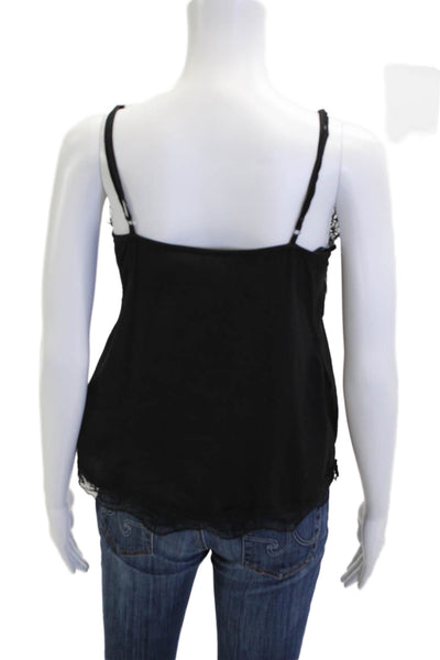 Zara Womens Tank Top Black V Neck Polyester Sleeveless Solid Size XS