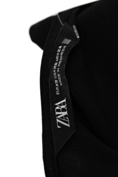 Zara Womens Tank Top Black V Neck Polyester Sleeveless Solid Size XS