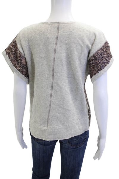 Zara Women Brown Animal Print Basic T-Shirt Short Sleeve Polyester Blend Size M