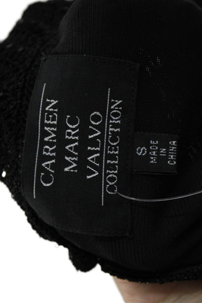 Carmen Marc Valvo Women Black Sleeveless Tank Zip Round Neck Size S
