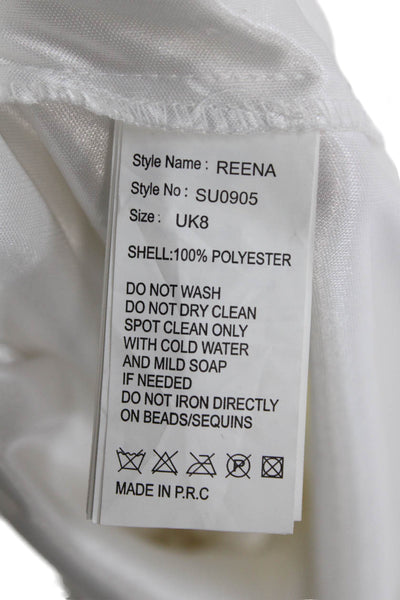 Forever Unique Womens Mini Dress White Sleeveless Polyester Size 8
