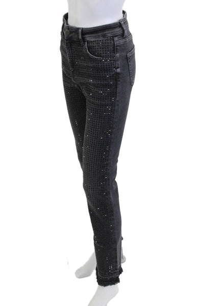 Zara Women Straight Cropped Black Mid Rise Jeans 30in Inseam Size 4
