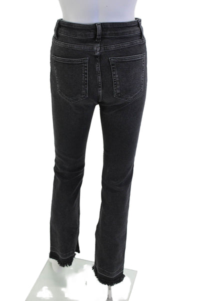 Zara Women Straight Cropped Black Mid Rise Jeans 30in Inseam Size 4