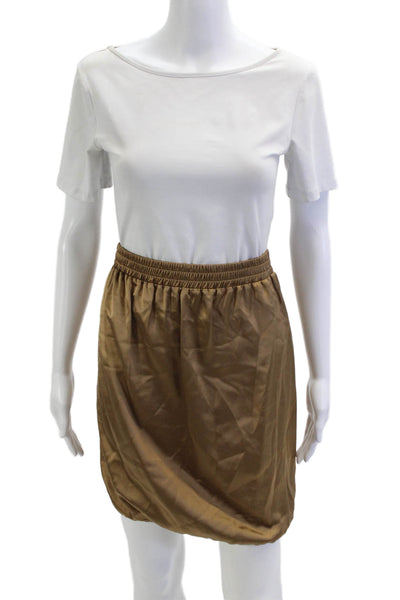 Ramy Brook Women Mini Tulip Skirt Brown 100% Silk Knee Length Size S