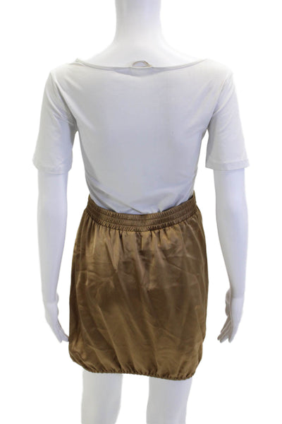 Ramy Brook Women Mini Tulip Skirt Brown 100% Silk Knee Length Size S