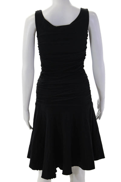 Velvet Women Fit & Flare Tank Dress Black Sleeveless Round Neck Cotton Size M
