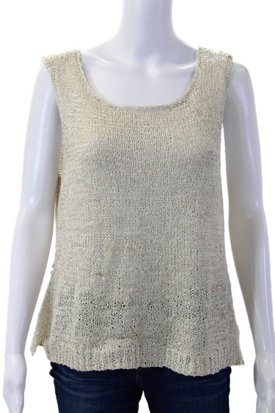 NIC+ZOE Women Basic Tank Sleeveless Round Neck Beige Size XL