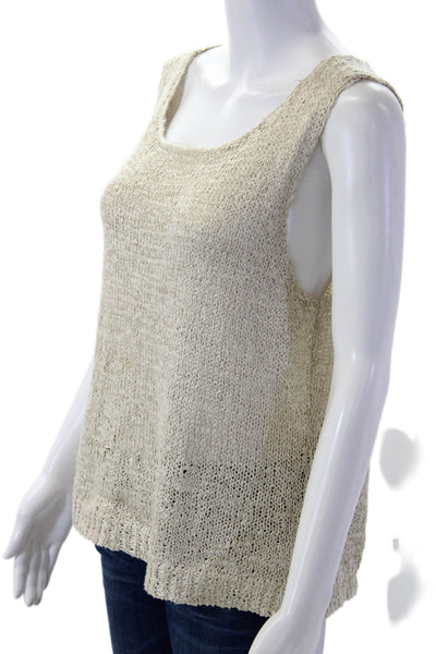 NIC+ZOE Women Basic Tank Sleeveless Round Neck Beige Size XL