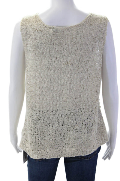 NIC+ZOE Women Basic Tank Sleeveless Round Neck Beige Size XL