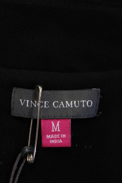 Vince Camuto Women Black Short Sleeve Round Neck Polyester Blouse Size M