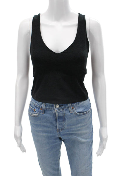 Beyond Yoga Womens V Neck Sports Bra Grey Size Extra Large