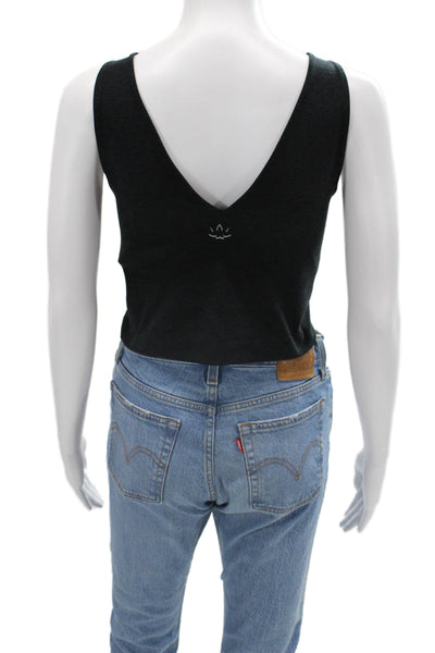 Beyond Yoga Womens V Neck Sports Bra Grey Size Extra Large