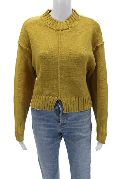 Zara Women Pullover Sweater Yellow Mock Neck Long Sleeve Fall Size S