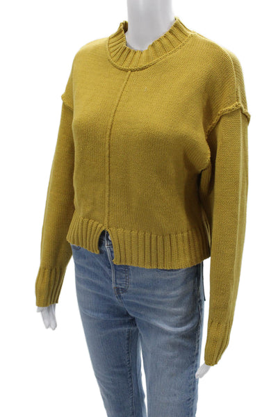 Zara Women Pullover Sweater Yellow Mock Neck Long Sleeve Fall Size S