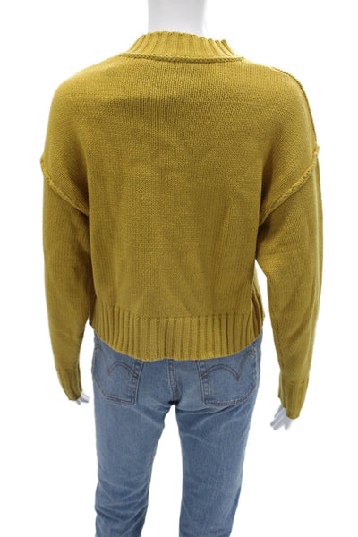 Zara Women Pullover Sweater Yellow Mock Neck Long Sleeve Fall Size S