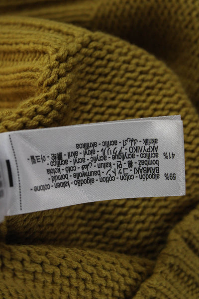 Zara Women Pullover Sweater Yellow Mock Neck Long Sleeve Fall Size S