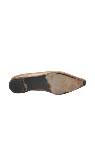 Saks Fifth Avenue Women's Leather Slip-On Ballet Flats Shoes Camel Size 6.5