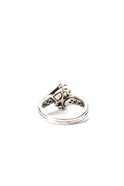 Designer Womens 14K White Gold Diamond Bypass Bridal Ring Set Sz 8.5 6.8g