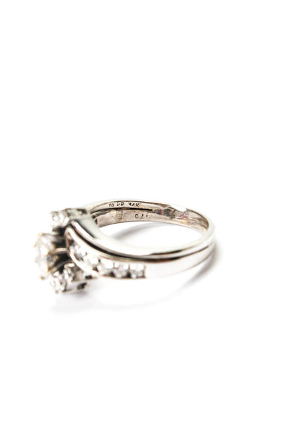 Designer Womens 14K White Gold Diamond Bypass Bridal Ring Set Sz 8.5 6.8g