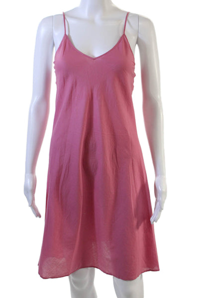 Charlotte Ronson Womens Pink Cotton Slip Dress V Neck Sleeveless Short Size S
