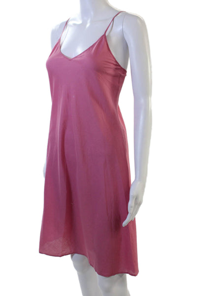 Charlotte Ronson Womens Pink Cotton Slip Dress V Neck Sleeveless Short Size S