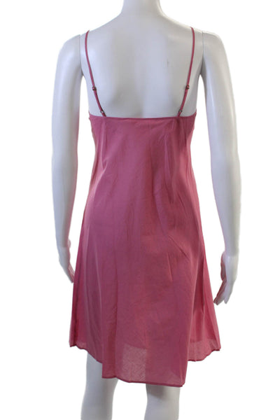 Charlotte Ronson Womens Pink Cotton Slip Dress V Neck Sleeveless Short Size S