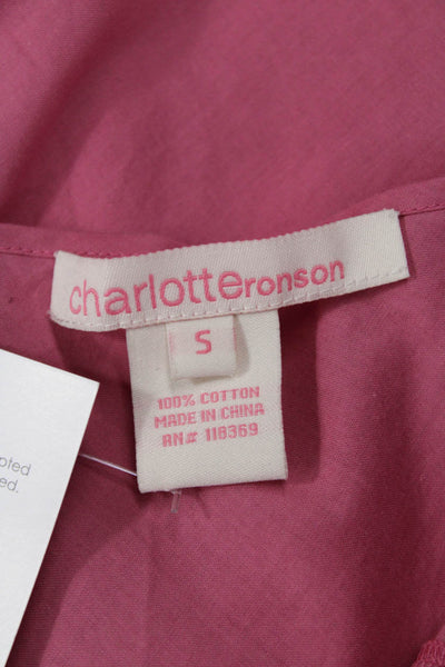 Charlotte Ronson Womens Pink Cotton Slip Dress V Neck Sleeveless Short Size S