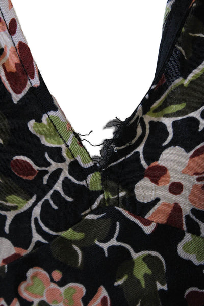 Zara Womens Fit & Flare Mini Black Floral High Neck Long Sleeve Dress Size XS