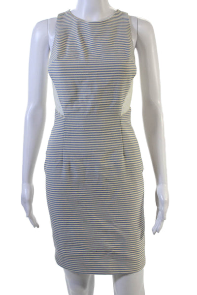 Charlotte Ronson Womens Sheath Pencil Dress Beige Striped Sleeveless Size 4