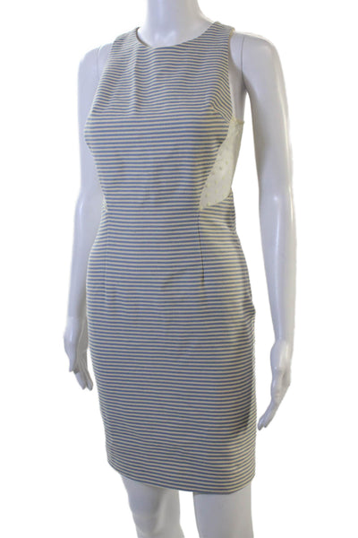 Charlotte Ronson Womens Sheath Pencil Dress Beige Striped Sleeveless Size 4