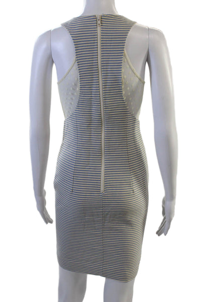Charlotte Ronson Womens Sheath Pencil Dress Beige Striped Sleeveless Size 4