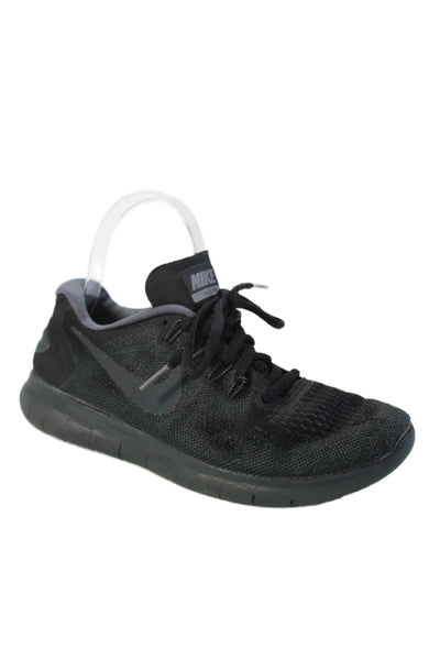 Nike Womens Lace Up Knit Low Top Running Sneakers Black Gray Size 6.5