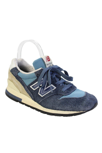 New Balance Womens Lace Up Logo Suede Knit Trainers Sneakers Navy Size 5